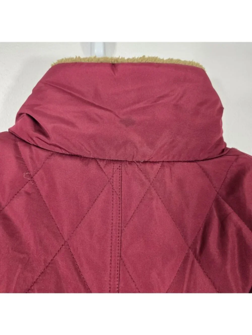 Weatherproof Vintage Quilted Jacket Puffer Fleece Lined Women XL Maroon Zip Up